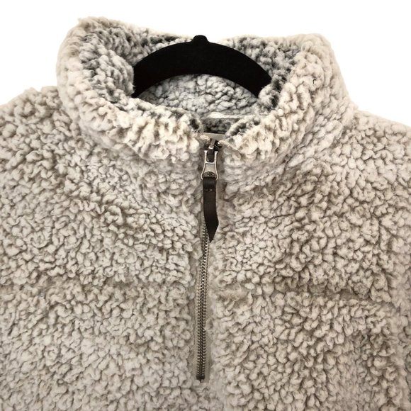Thread & Supply Mock Neck Fleece Marled Ivory Gray Jacket M - Picture 4 of 8